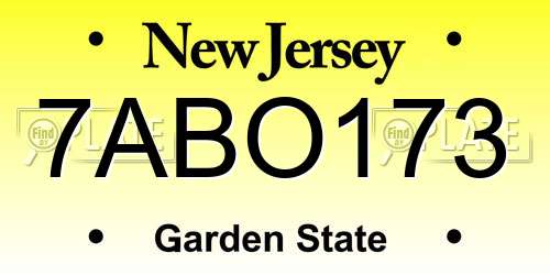 7ABO173 New Jersey License Plate