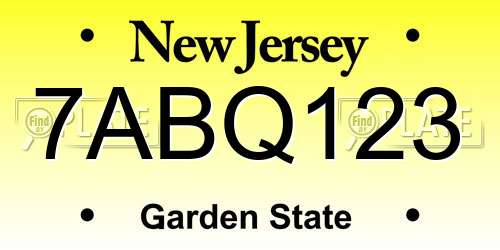 7ABQ123 New Jersey License Plate