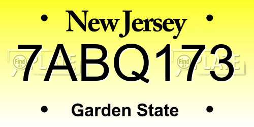7ABQ173 New Jersey License Plate