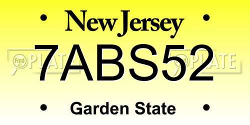 7ABS52 New Jersey License Plate