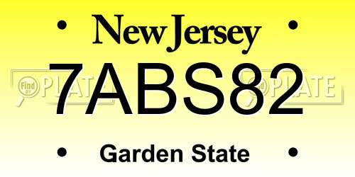 7ABS82 New Jersey License Plate