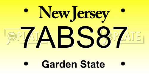 7ABS87 New Jersey License Plate