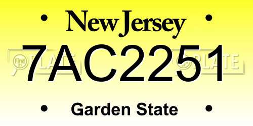 7AC2251 New Jersey License Plate