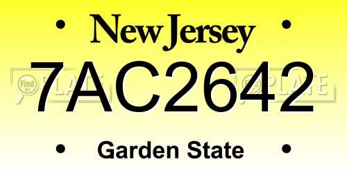7AC2642 New Jersey License Plate