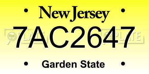 7AC2647 New Jersey License Plate
