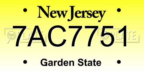 7AC7751 New Jersey License Plate