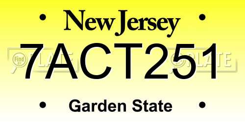 7ACT251 New Jersey License Plate