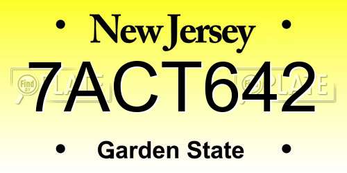 7ACT642 New Jersey License Plate