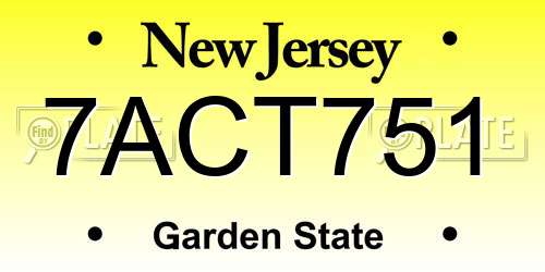 7ACT751 New Jersey License Plate