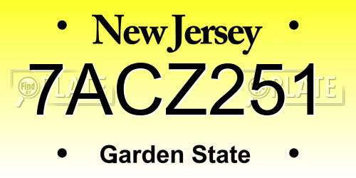 7ACZ251 New Jersey License Plate