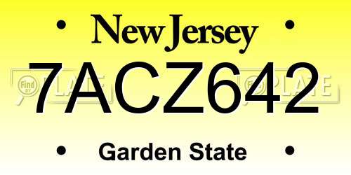 7ACZ642 New Jersey License Plate