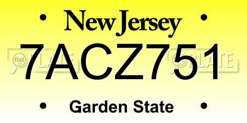 7ACZ751 New Jersey License Plate