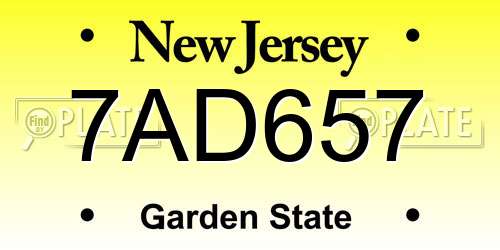7AD657 New Jersey License Plate