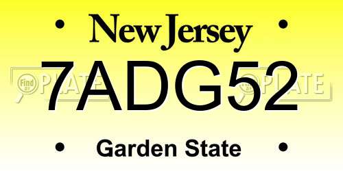 7ADG52 New Jersey License Plate