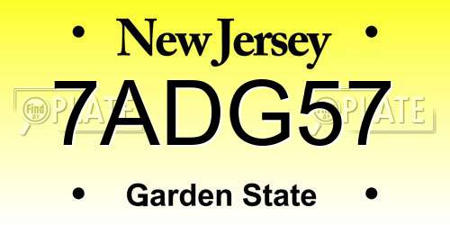 7ADG57 New Jersey License Plate