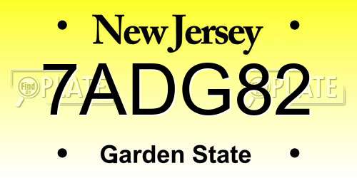 7ADG82 New Jersey License Plate