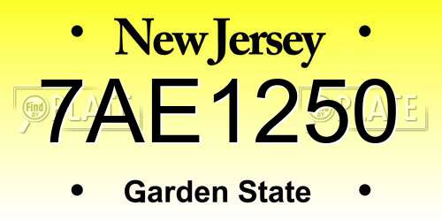 7AE1250 New Jersey License Plate