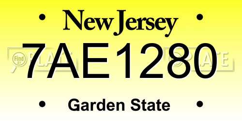 7AE1280 New Jersey License Plate