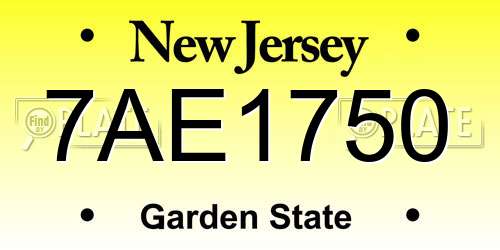 7AE1750 New Jersey License Plate