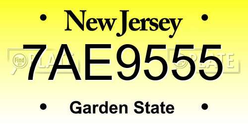 7AE9555 New Jersey License Plate