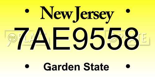 7AE9558 New Jersey License Plate