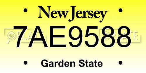 7AE9588 New Jersey License Plate