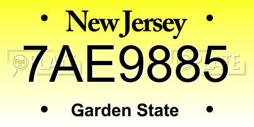 7AE9885 New Jersey License Plate