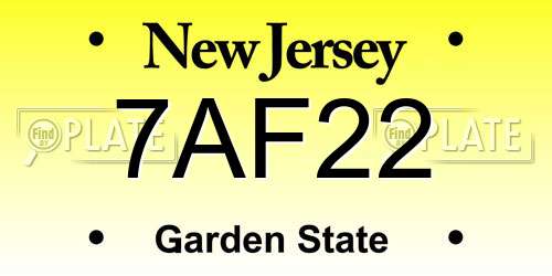 7AF22 New Jersey License Plate
