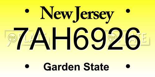 7AH6926 New Jersey License Plate