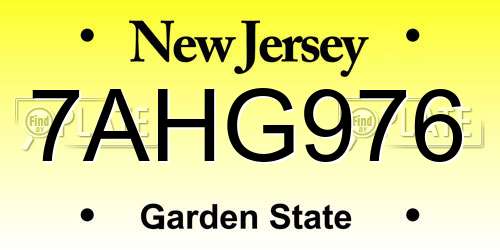 7AHG976 New Jersey License Plate