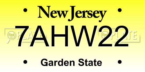 7AHW22 New Jersey License Plate