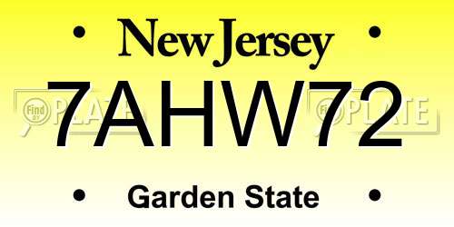 7AHW72 New Jersey License Plate