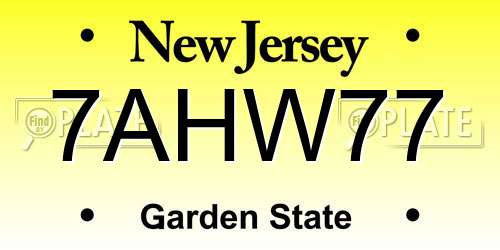 7AHW77 New Jersey License Plate