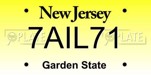 7AIL71 New Jersey License Plate