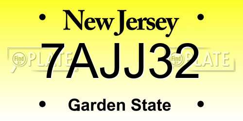 7AJJ32 New Jersey License Plate