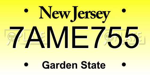 7AME755 New Jersey License Plate