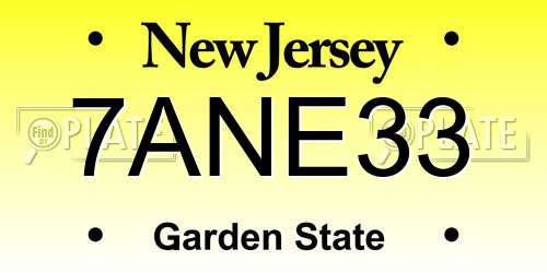 7ANE33 New Jersey License Plate