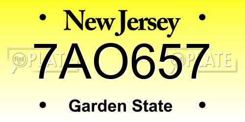 7AO657 New Jersey License Plate