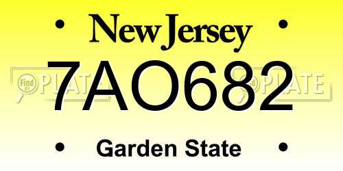 7AO682 New Jersey License Plate