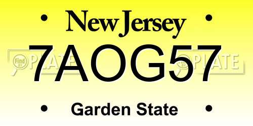 7AOG57 New Jersey License Plate