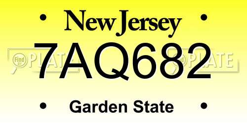 7AQ682 New Jersey License Plate
