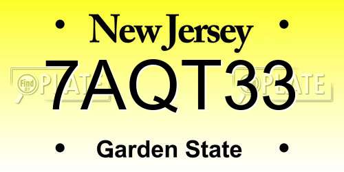 7AQT33 New Jersey License Plate