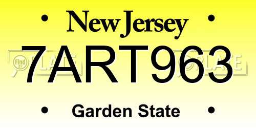 7ART963 New Jersey License Plate