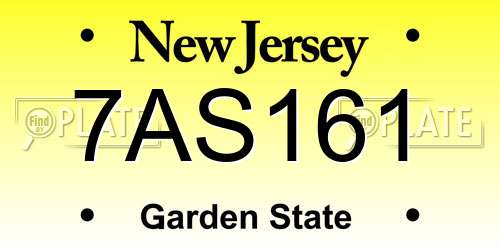 7AS161 New Jersey License Plate