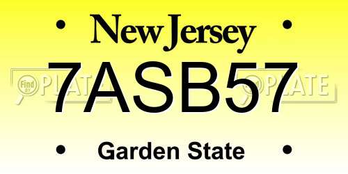 7ASB57 New Jersey License Plate