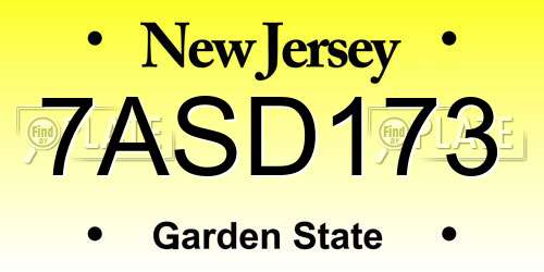 7ASD173 New Jersey License Plate