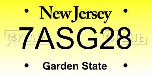 7ASG28 New Jersey License Plate