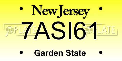 7ASI61 New Jersey License Plate