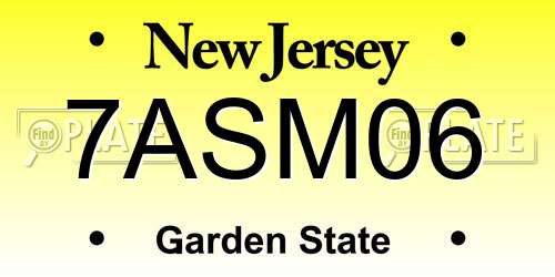 7ASM06 New Jersey License Plate
