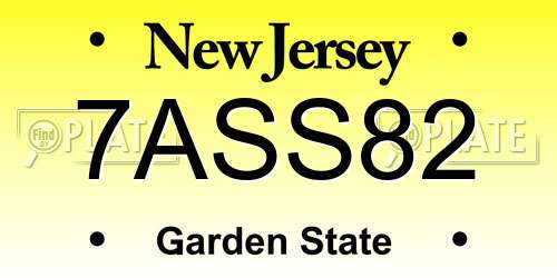 7ASS82 New Jersey License Plate